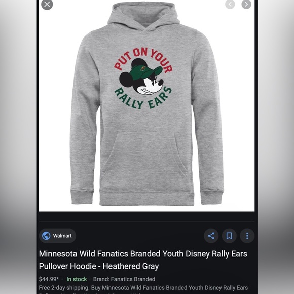 NEW Disney Fanatics Baseball Minnesota Timberwolves Mickey MLB Pullover Hoodie L - Picture 11 of 11